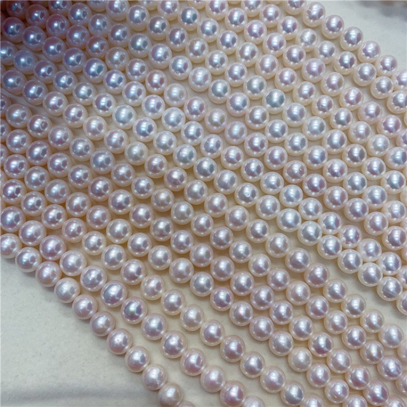 Dây Nguyên Liệu Ngọc Trai 7-8mm Độ Sáng 5A Màu Trắng - Ngọc Trai Trường Thịnh