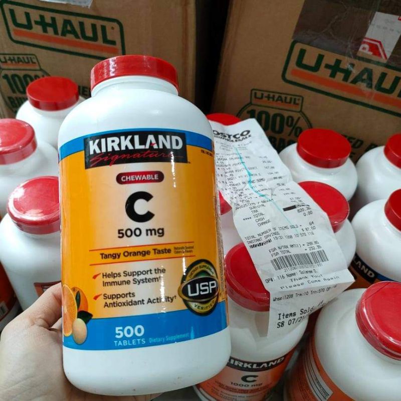 Viên ngậm Bổ Sung Vitamin C 500mg Kirkland Chewable 500 viên - Mỹ 🍊