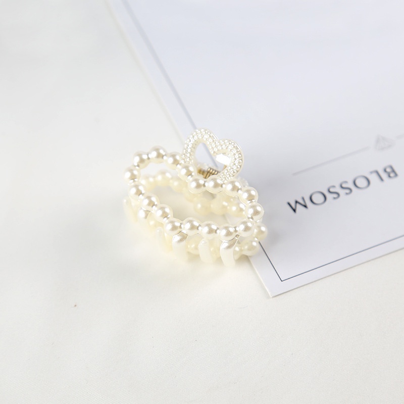 Kẹp tóc hình trái tim đính ngọc trai giả toàn bộ ngọt ngào cho nữ