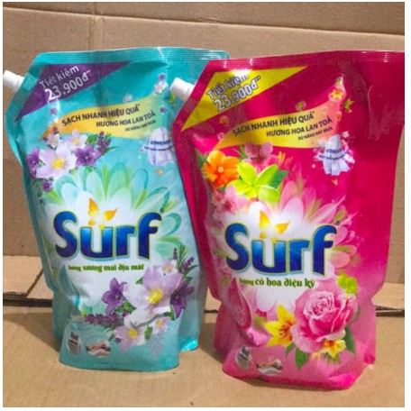 Nước giặt Surf hương sương mai/Hoa cỏ dịu mát túi 3.5kg (Mẫu mới có vòi)