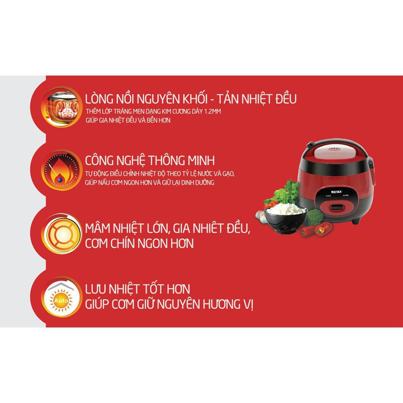 Nồi cơm,nồi cơm điện Matika MTK-RC08 nhỏ gọn,độc đáo,bảo hành 12 tháng | BigBuy360 - bigbuy360.vn
