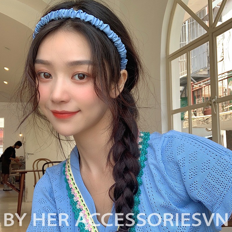 Bờm tóc nhún lụa satin màu sắc, Cài tóc, Băng đô cài đầu nữ, Her Accessories