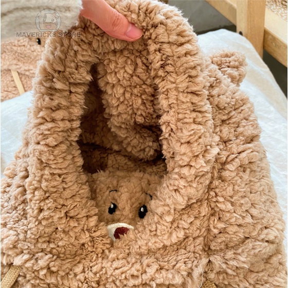 Mũ kiêm khăn choàng cổ hình tai gấu dễ thương phong cách Nhật bản