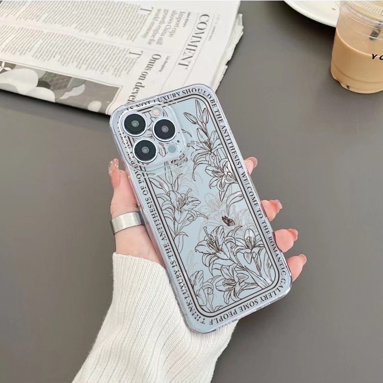Ốp Điện Thoại TPU Gel Đệm Khí Chống Rơi Hình Hoa Màu Trong Suốt iPhone 13 Pro Max 14 12 iPhone 11 XR 8 7 SE 2022