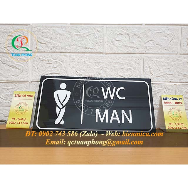 Bảng chỉ dẫn toilet - Biển WC - Biển nhà vệ sinh NAM, Bảng WC Nam NỮ chất liệu Mica, Nhôm Đồng Inox