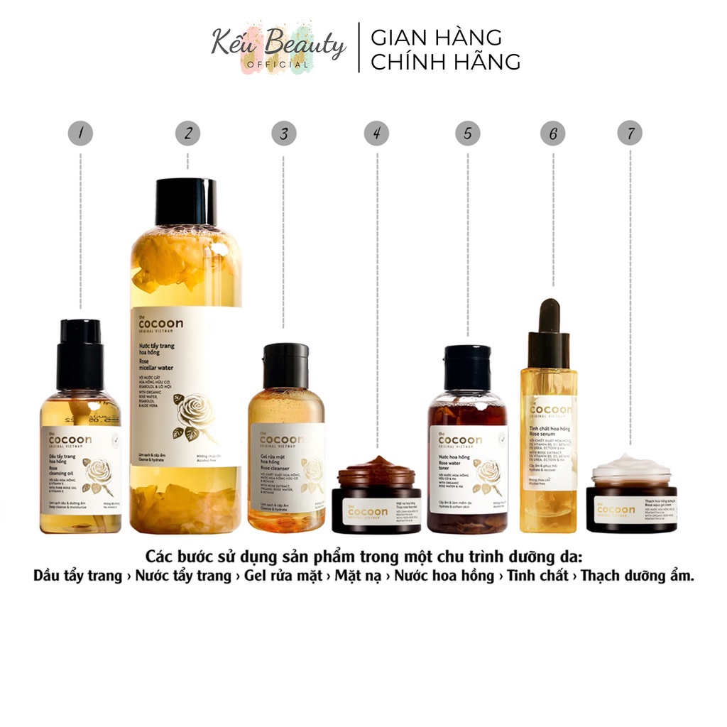 Dầu tẩy trang hoa hồng Cocoon Rose Cleansing Oil làm sạch sâu và dưỡng ẩm da mặt 140ml