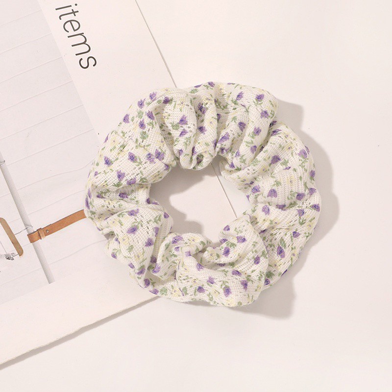 Dây Cột Tóc Co Giãn In Họa Tiết Hoa Ngọt Ngào Tươi Mới Cho Nữ