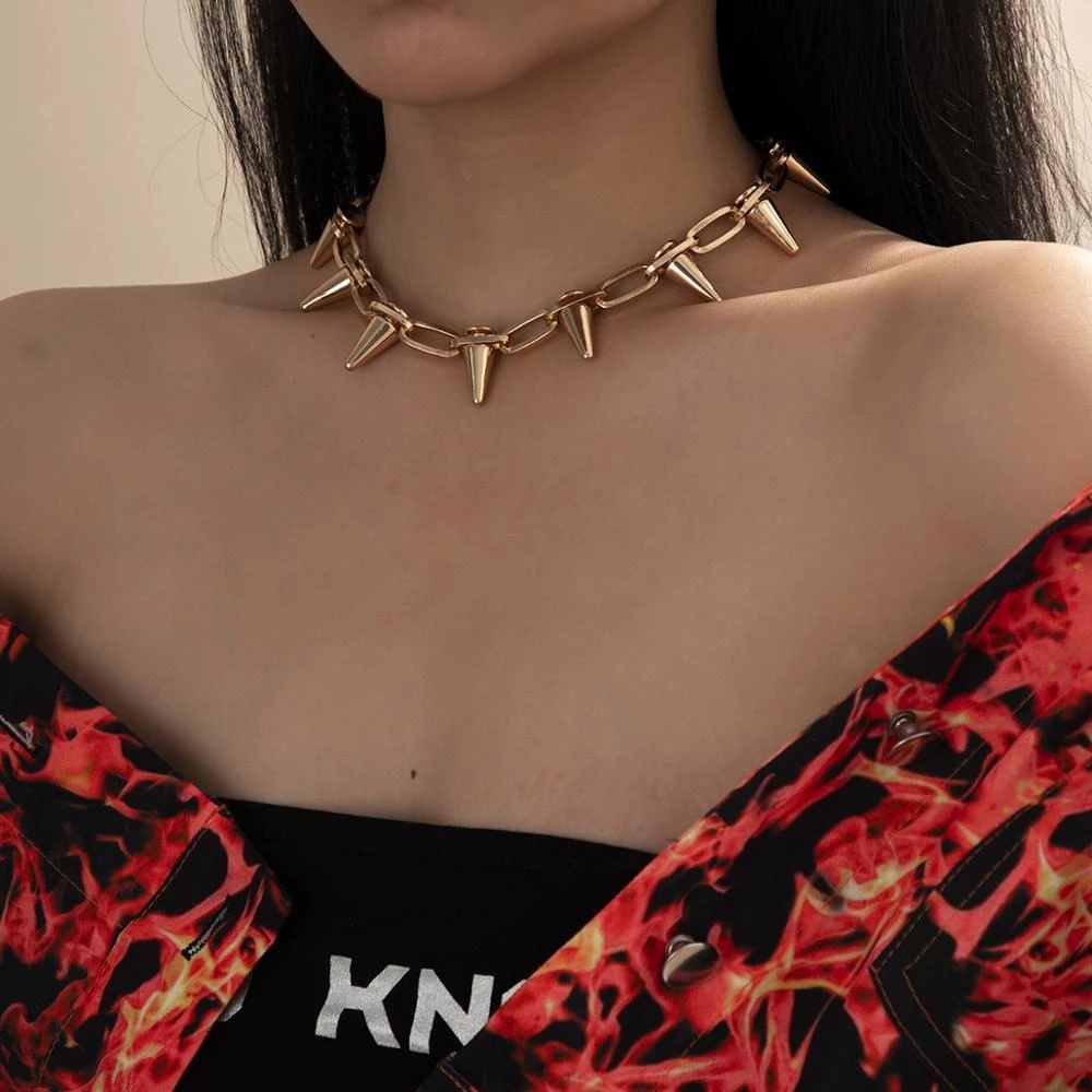 Vòng Cổ Choker Đinh Tán Kim Loại Thời Trang Punk Gothic Hàn Quốc Cho Nữ / Vòng Cổ Phong Cách Hip Hop Harajuku