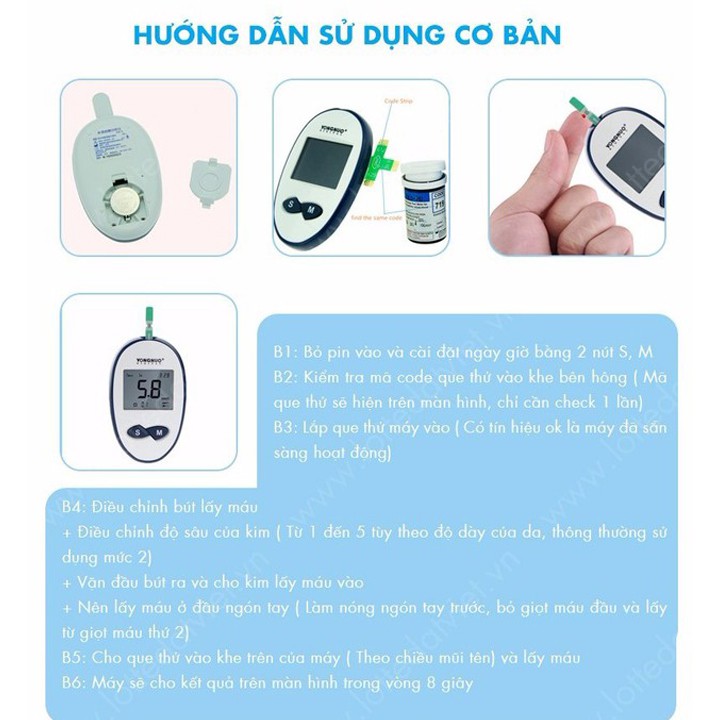 Máy đo đường huyết Yongnuo - Tặng kèm 25 Que thử- Máy Thử Tiểu Đường