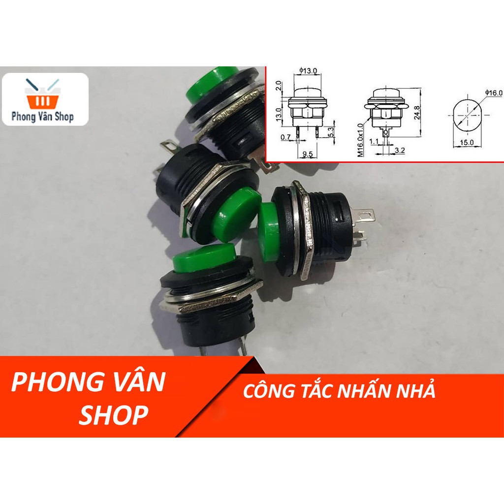 5 cặp Công tắc nhấn nhả - đỏ - xanh