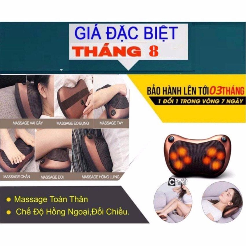 Gối massage 8 bi hồng ngoại đa năng mẫu mới thế hệ hàng nhập khẩu