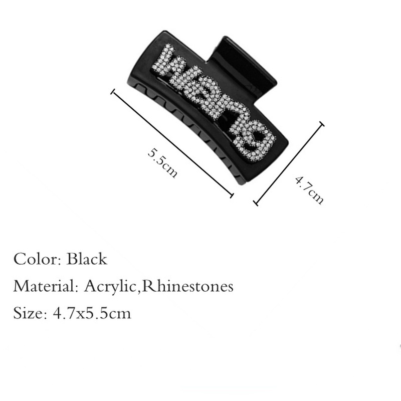 Kẹp Càng Cua Màu Đen Đính Đá Thời Trang Hàn Quốc Cho Nữ