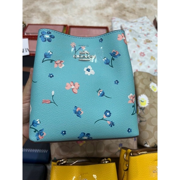 TNS - Túi BucKet mini 2 ngăn hottrend Town Bucket-chất da canvas cao cấp-màu xanh hoa xinh