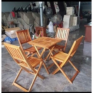 Bộ Bàn 4 Ghế Cafe Gỗ Xếp Hồng Gia Hân Bgg20