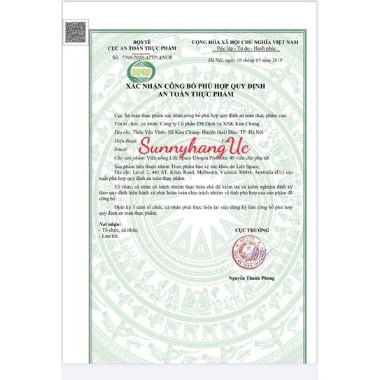 MEN VI SINH CHO PHỤ NỮ UROGEN PROBIOTIC LIFESPCE 40 VIÊN