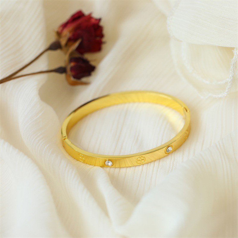 Vòng Tay Mạ Vàng Hồng Thiết Kế Đơn Giản Phong Cách Hàn Quốc Cho Cặp Đôi