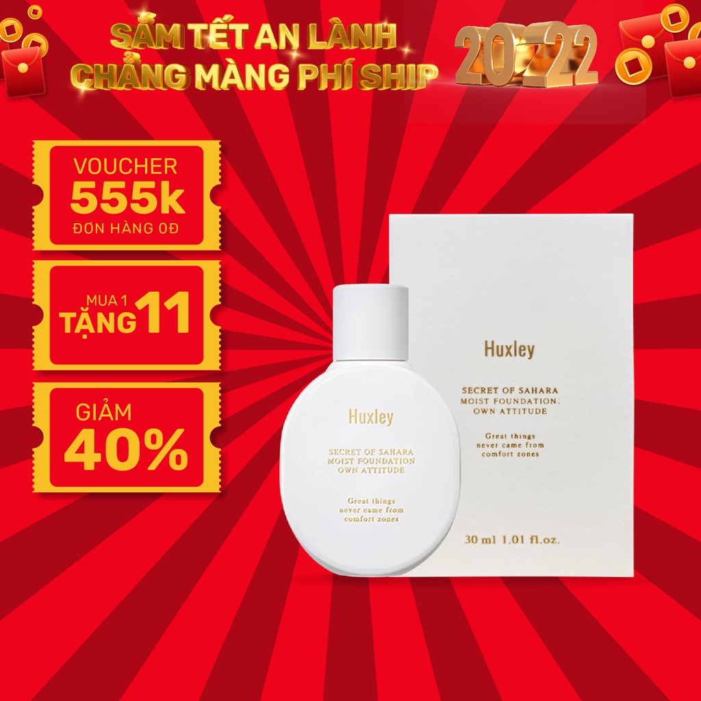 Kem nền mịn nhẹ dưỡng da dạng lỏng Huxley Moist Foundation Own Attitude 30ml