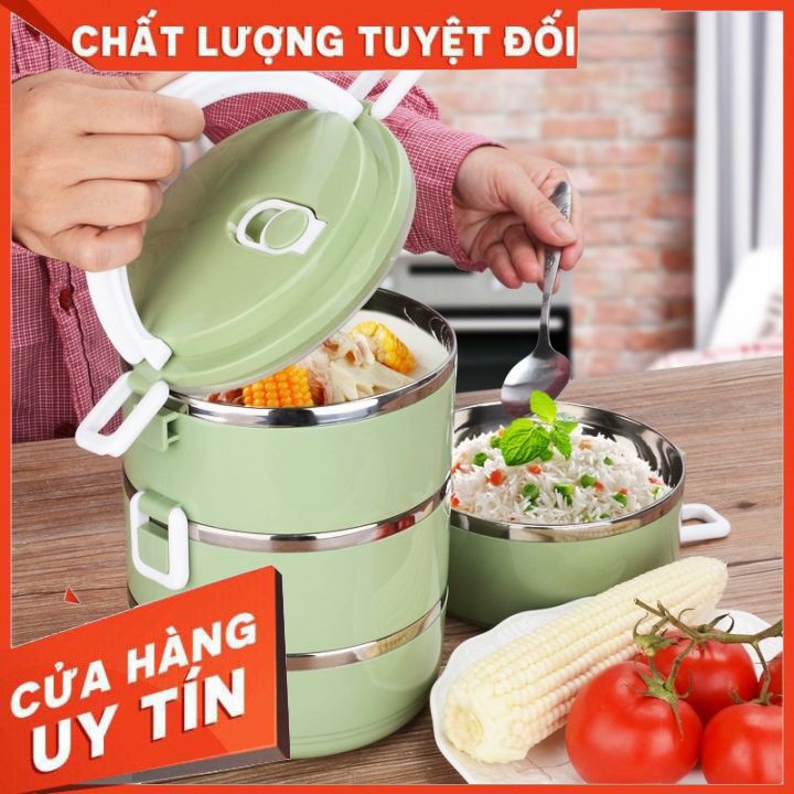 Cặp Lồng Cơm 4 Tầng - Cà Mên Giữ Nhiệt 4 Tầng Lúa Mạch