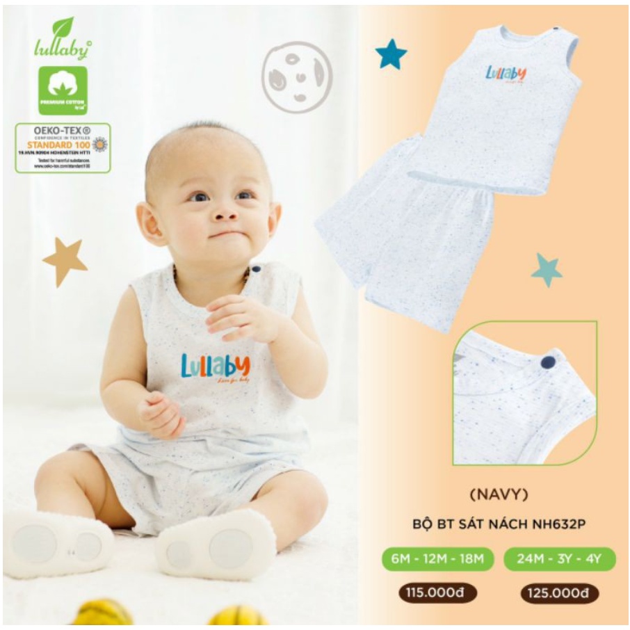 Bộ sát nách, ba lỗ bé trai chất liệu cotton cao cấp họa tiết Lullaby chính hãng