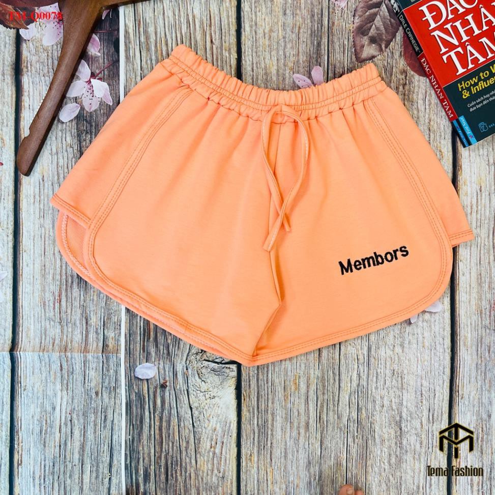 Quần đùi short nữ THE MEI 1992 cao cấp - Quần sooc nữ cạp chun thêu chữ chất Umi thể thao dáng hộp nhiều màu