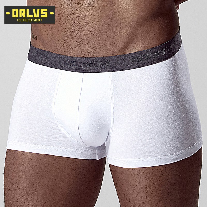 ORLVS Quần lót boxer vải cotton màu trơn thoáng khí thời trang dành cho nam Ad304