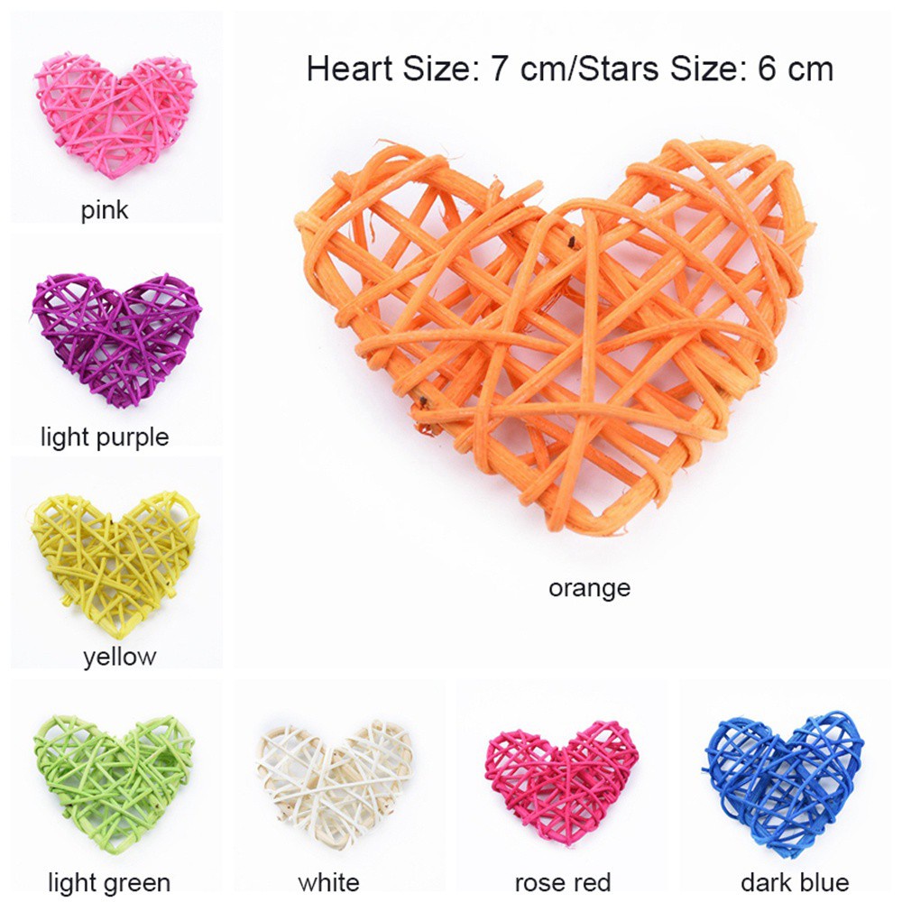 Set 5 quả cầu mây đan hình ngôi sao / trái tim nhiều màu độc đáo dùng trang trí tiệc cưới diy