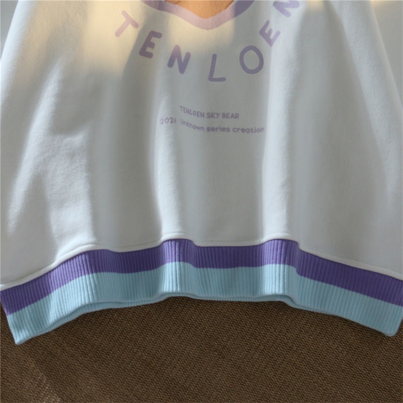 Áo sweater dáng rộng in họa tiết gấu hoạt hình đáng yêu thời trang mùa thu dành cho nữ