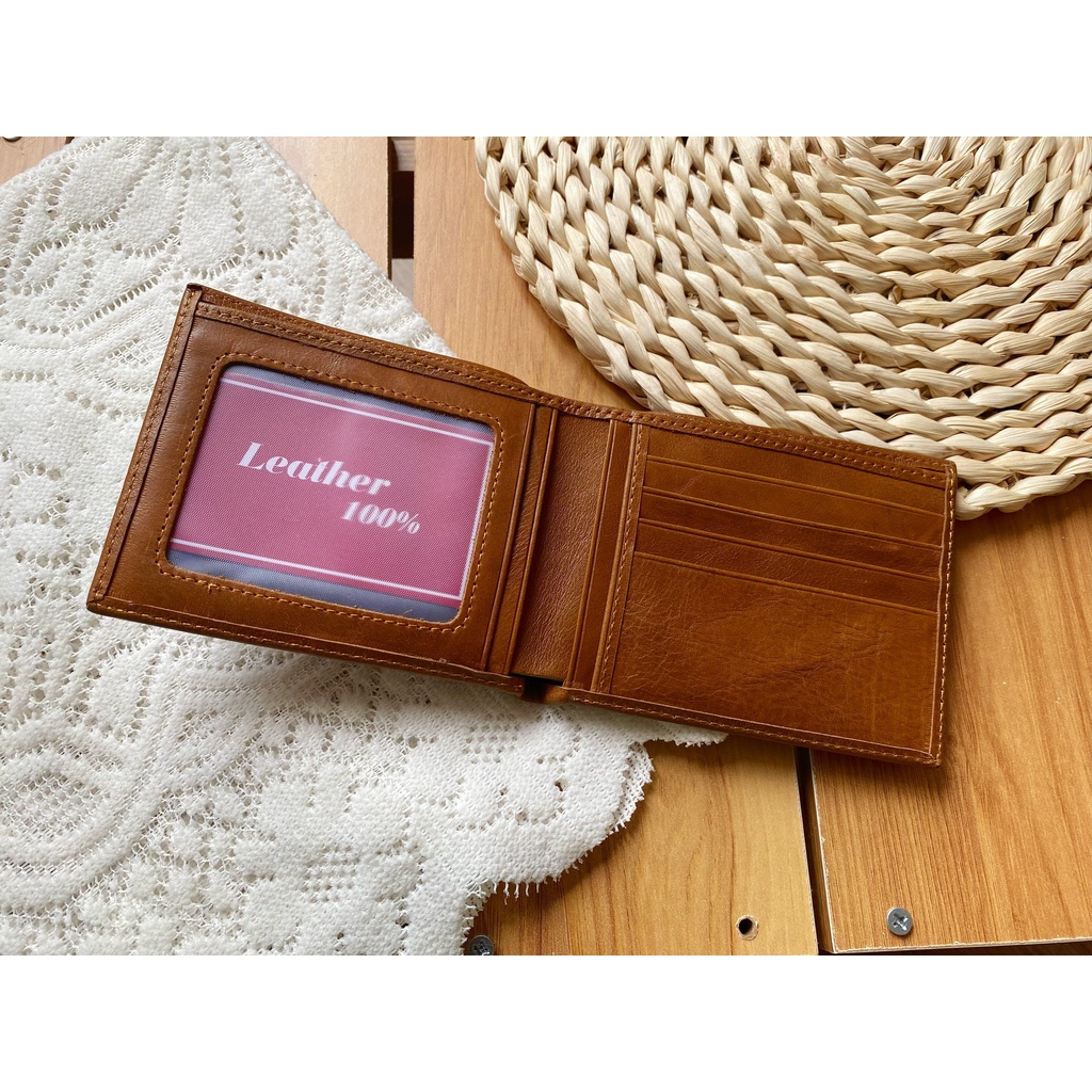 Ví nam da bò sáp 100% thiết kế nhiều ngăn bỏ vừa giấy tờ xe, cavet loại cũ