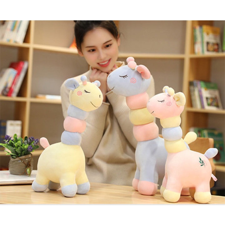Đồ Chơi Gấu Bông - Thú Nhồi Bông Ngộ Nghĩnh Cao Cấp Hươu Cao Cổ Ba Ngấn 35cm
