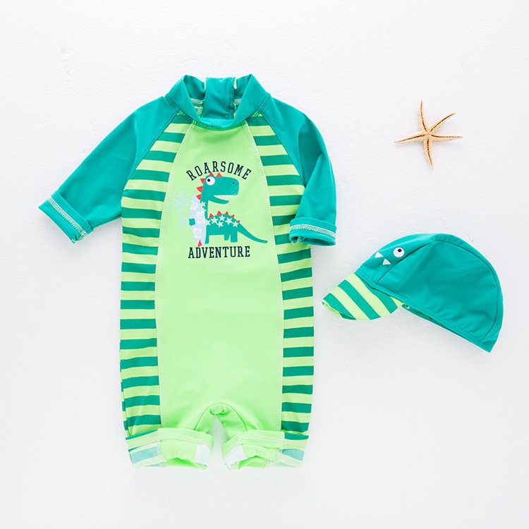 Đồ bơi bé trai liền thân kèm nón cho bé 1 2 3 4 5 tuổi MINTSCLOSET Mint's Closet - B130