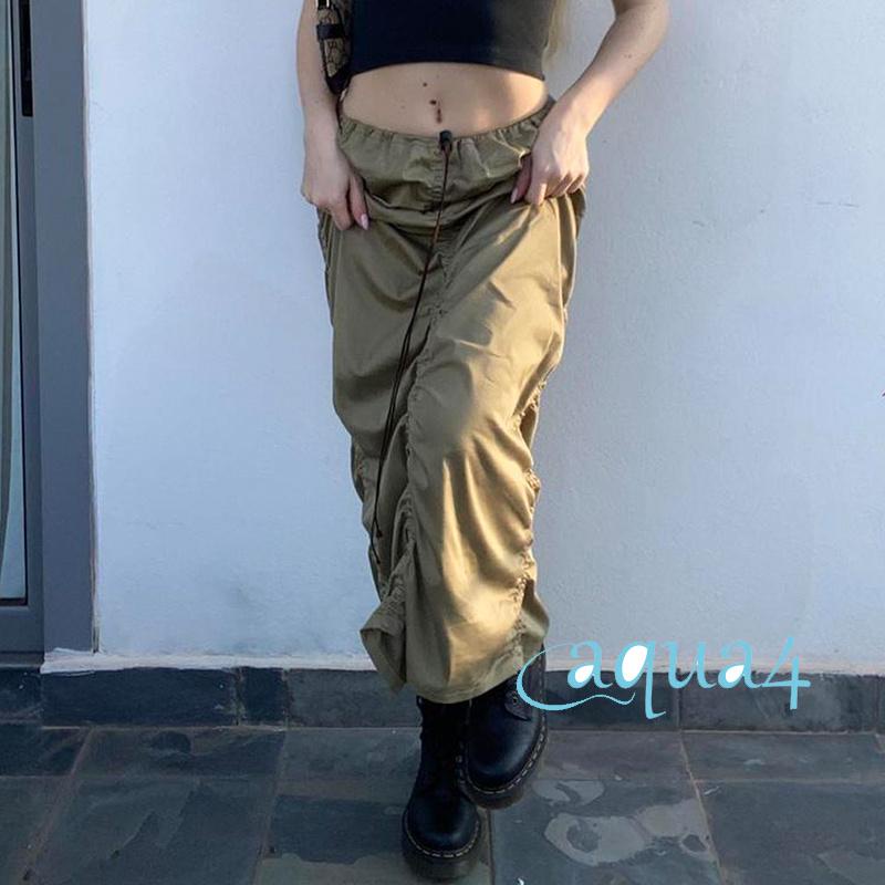 Chân Váy Baggy Dài 2000s Màu Xanh Lá Phong Cách Retro Harajuku Thời Trang Cho Nữ Y2K