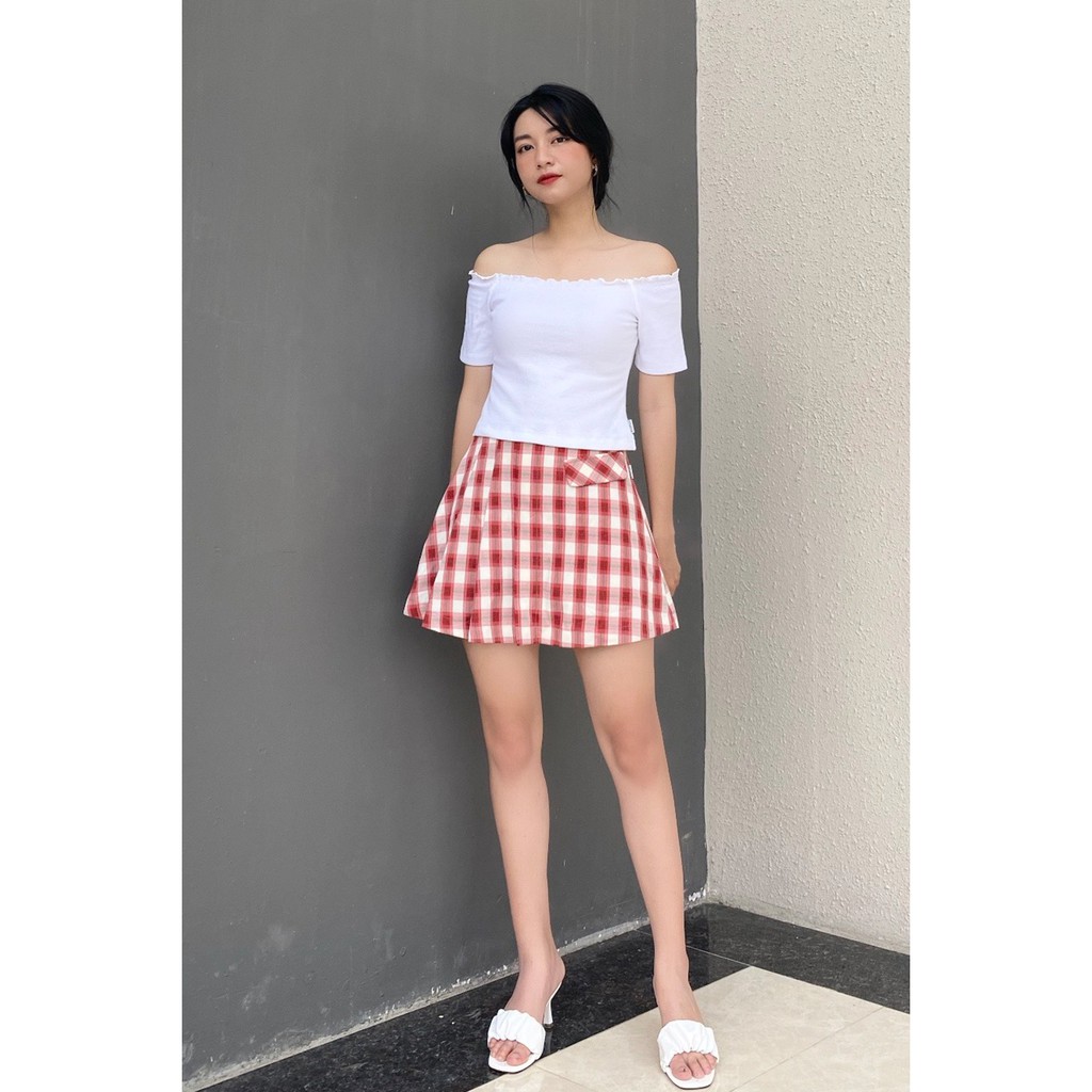 Chân váy chữ a xếp ly 1 bên kẻ caro JAW0443 - 92Wear | BigBuy360 - bigbuy360.vn