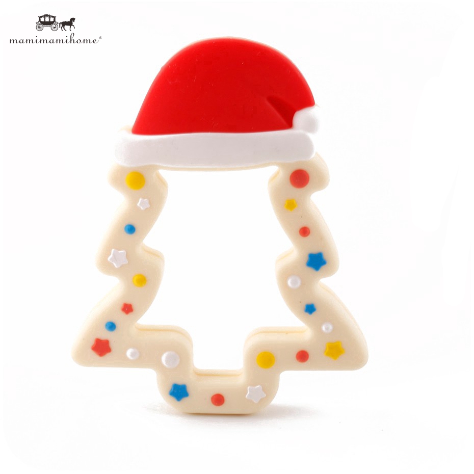 Đồ chơi Mamimamihome hình cây thông đội mũ noel bằng silicon trang trí giáng sinh làm quà tặng cho bé