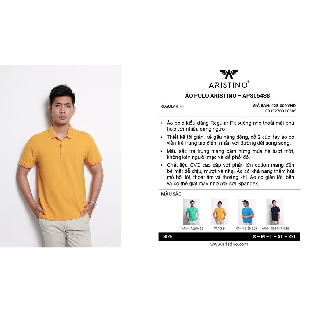 Áo polo ngắn tay nam Aristino sale APS054S8 cotton, dáng suông nhẹ