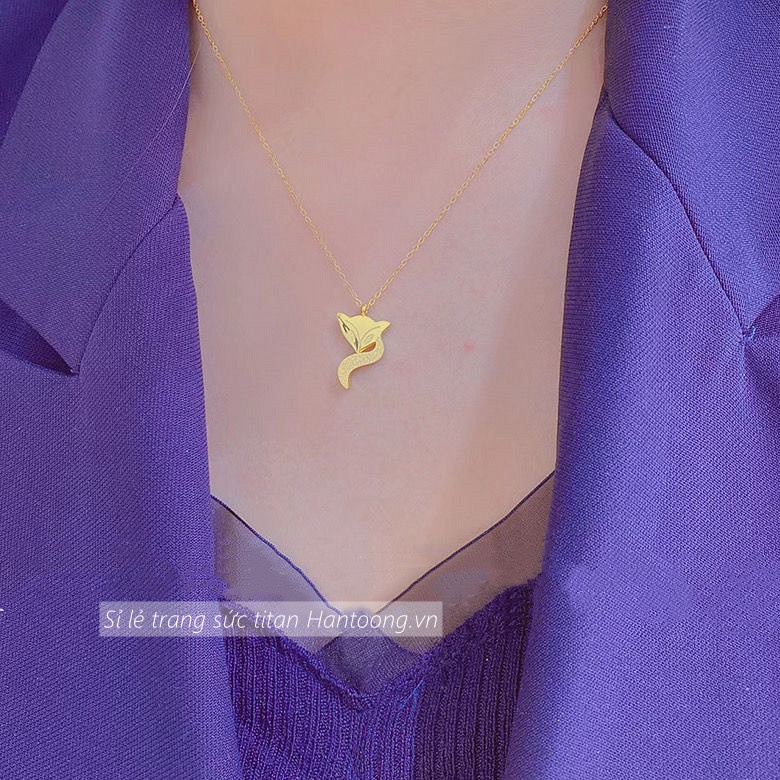 Vòng cổ nữ titan không gỉ dây chuyền titan nữ mặt hồ ly ánh kim sa lấp lánh quyến rũ sang trọng