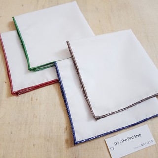 Pocket square - Khăn trắng cài túi áo vest, viền màu độc đáo