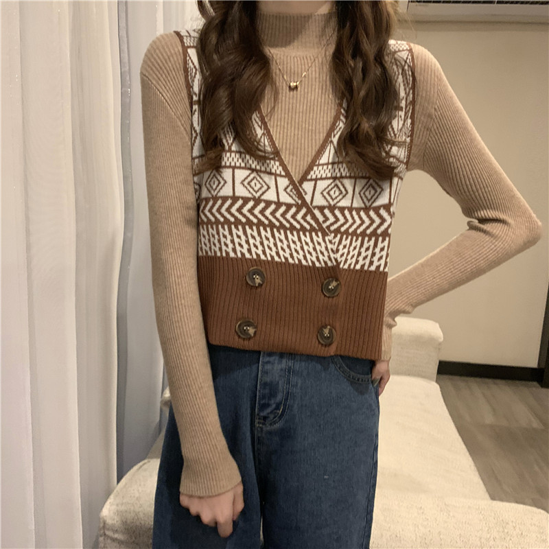 Áo khoác sát nách hai hàng nút kiểu vintage thời trang cho nữ