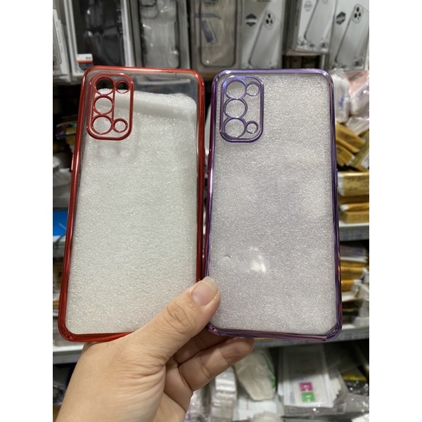 Ốp Oppo Reno5 dẻo trong,viền màu,viền bảo vệ camera.