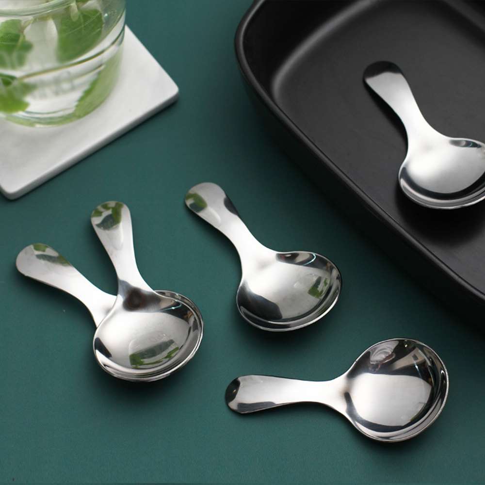 5 Pcs Creative New Stainless Steel Spoons Ice Cream Spice Salt Condiment Coffee Tea Scoop