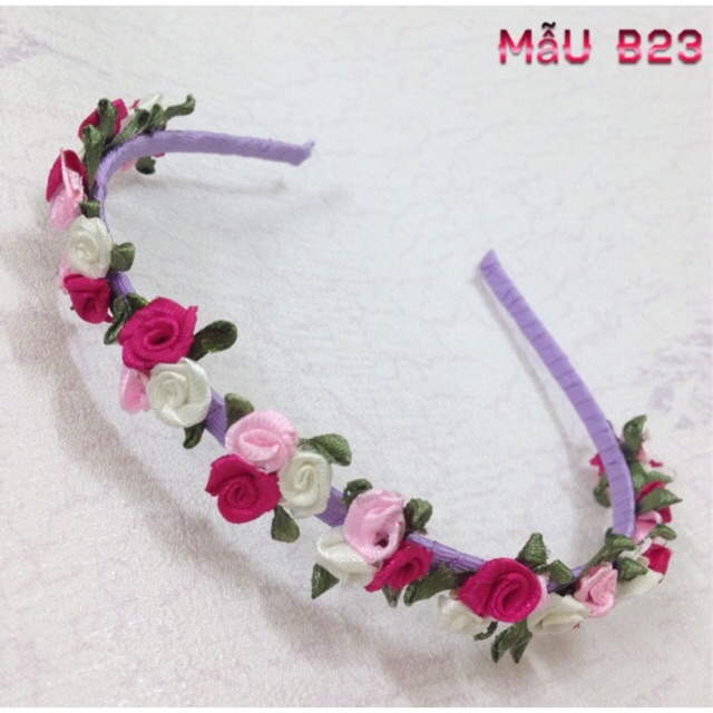 Cài tóc chùm hoa ruy băng handmade
