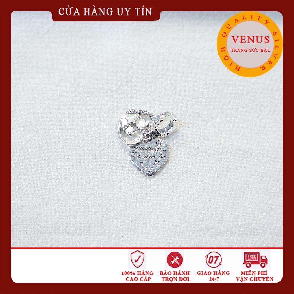 [Charm bạc 925 cao cấp] Charm tim mèo đôi- Mã sản phẩm VENUSMEOO