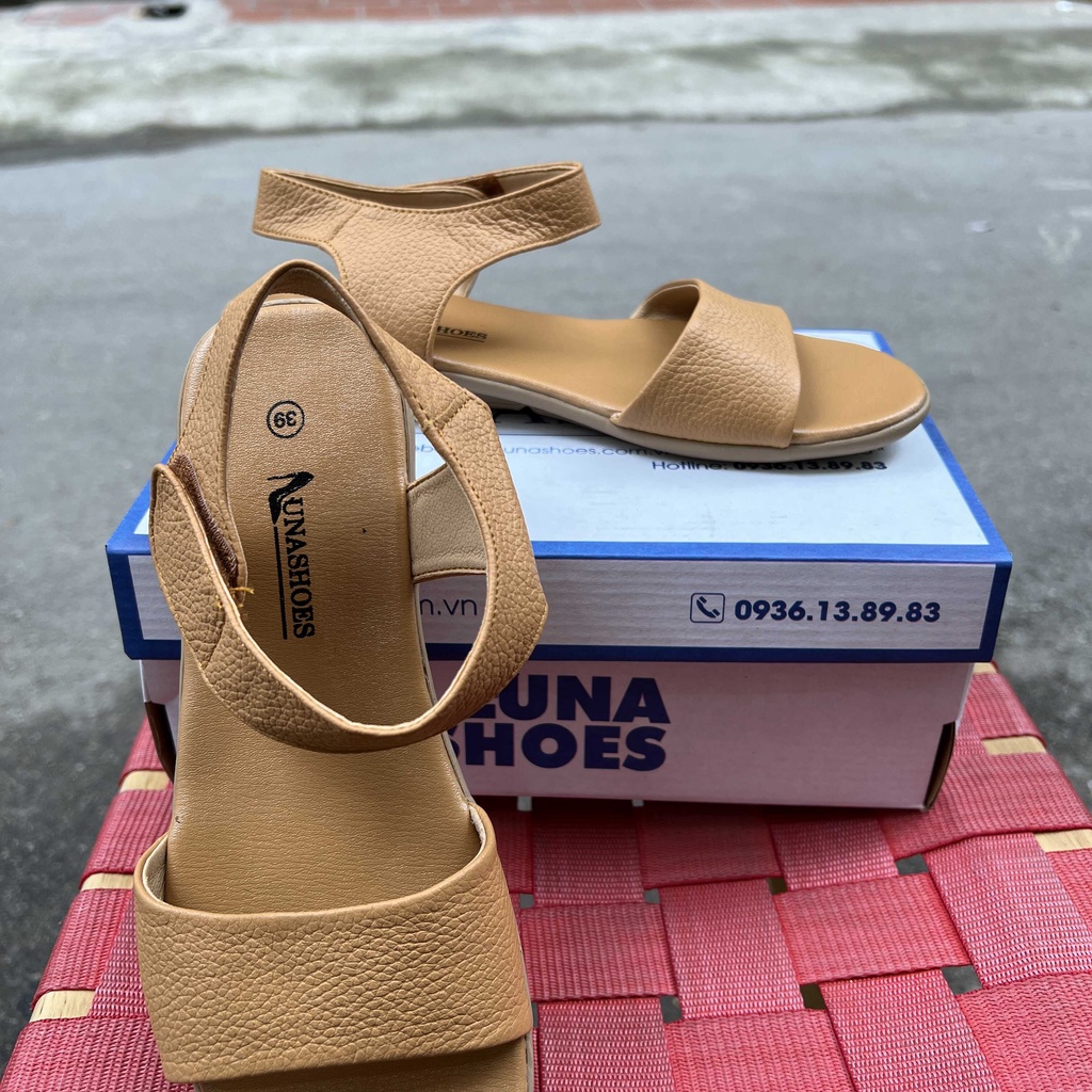 Sandan nữ đế bệt Lunashoes 6603 giày da bò thật mềm êm chân bảo hành 24 tháng