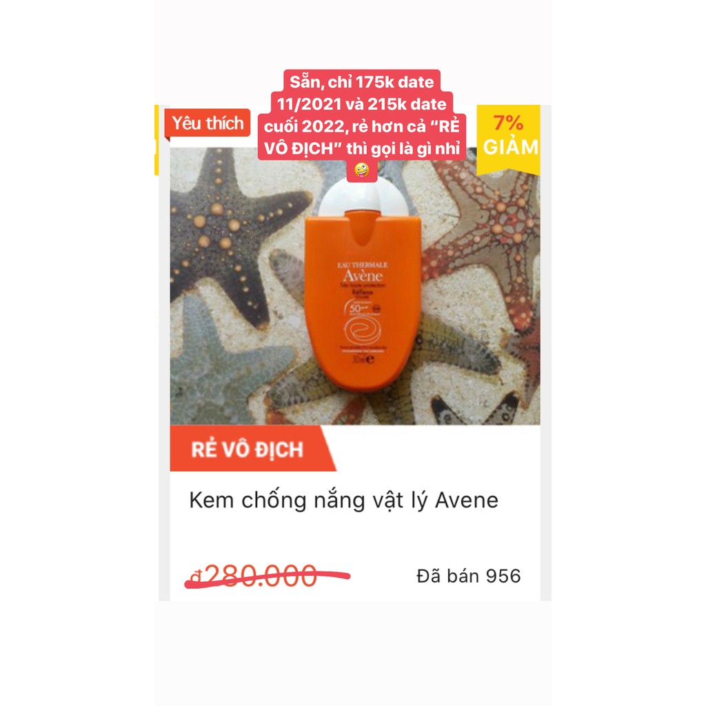 Kem Chống Nắng Vật Lý Avene Sun Very High Protection Réflexe Solaire 30ml Avène Rèlexe da nhạy cảm Dry Touch spf50 Bill | BigBuy360 - bigbuy360.vn