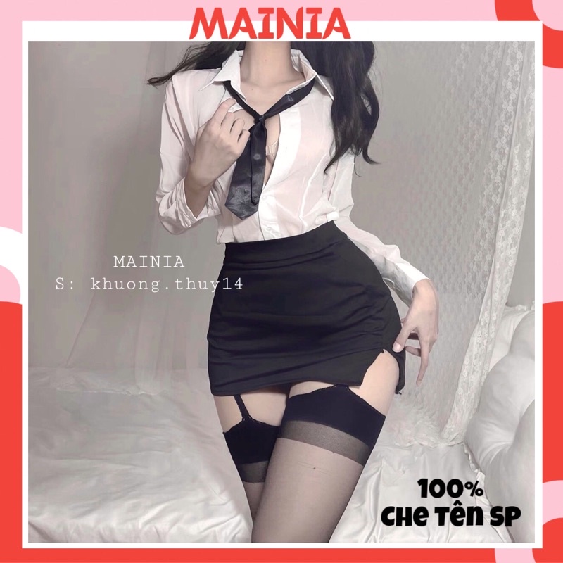 [CÓ BIGSIZE] Set Bộ Đồ Ngủ Cosplay Cô Thư Ký Sexy Hấp Dẫn Gợi Cảm Mainia Shop 500