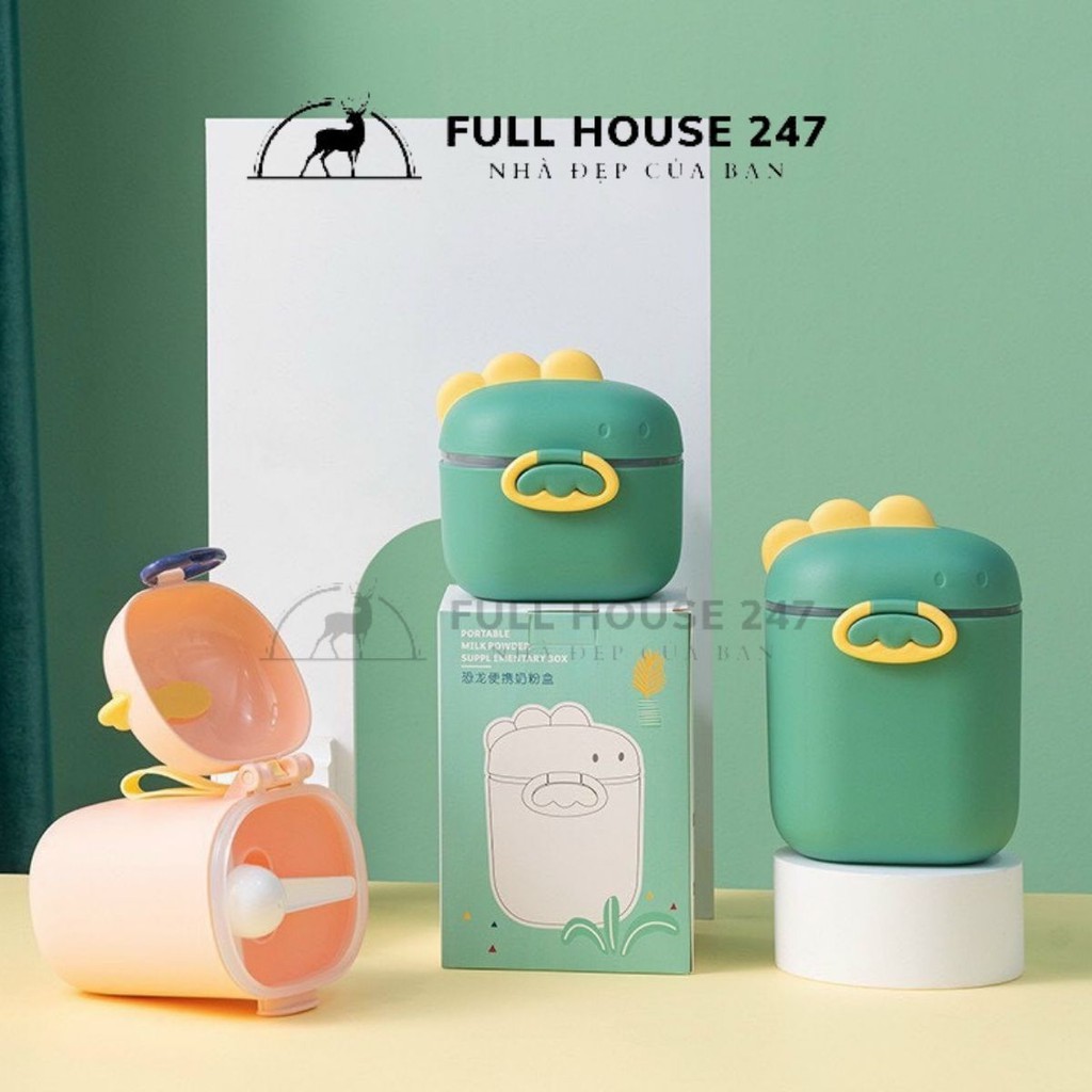 [ Fhouse247 ] Hộp đựng sữa bột đồ khô hàng cao cấp bình chia sữa hình khủng long cho mẹ và bé mang đ