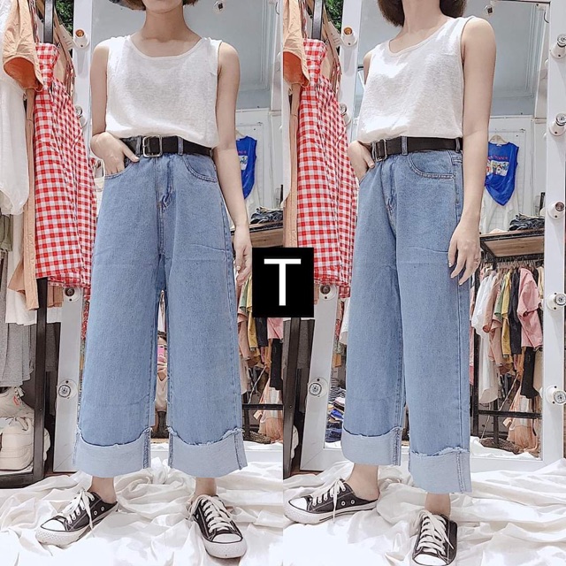 Quần jeans ống rộng Tr&amp;Đ