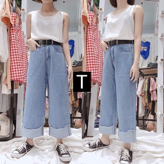 Quần jeans ống rộng Tr&Đ