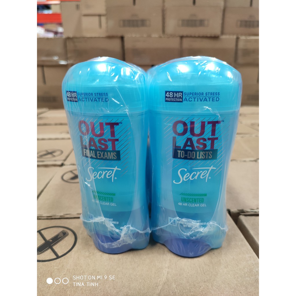 Lăn khử mùi dạng Gel trong suốt Secret Clear gel Out xtend Unscented 73g-USA