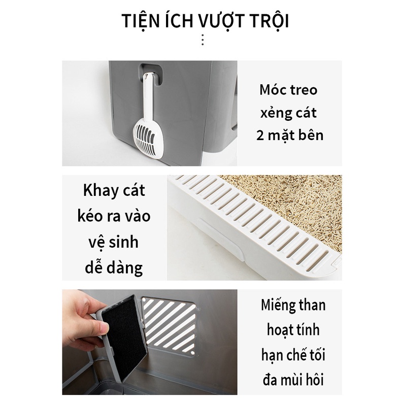 Hộp vệ sinh khay kéo gấp gọn khử mùi cho mèo