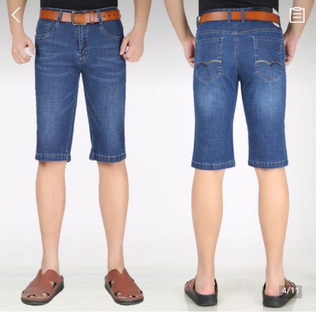 Quần bò ngố nam quần sooc jean nam trung niên chất bò giấy cao cấp có size cho người béo